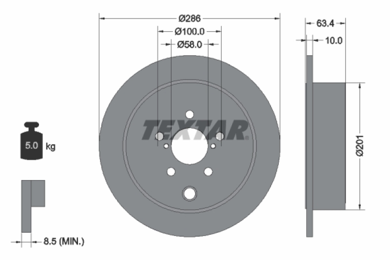 TEXTAR Bremsscheiben Ø286mm + Beläge hinten passend für u.a TOYOTA GT 86 (ZN6_)