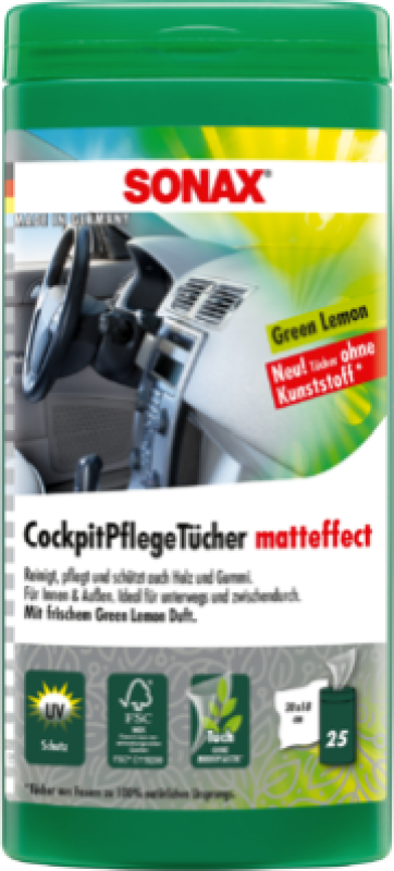 SONAX Reinigungstücher CockpitPflegeTücher Matteffect Green Lemon Box