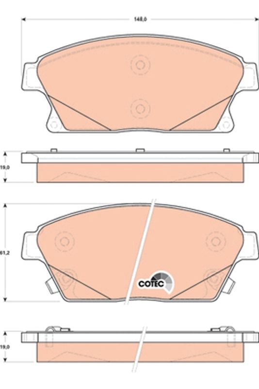 TRW 4x Bremsbeläge Bremsbelagsatz COTEC