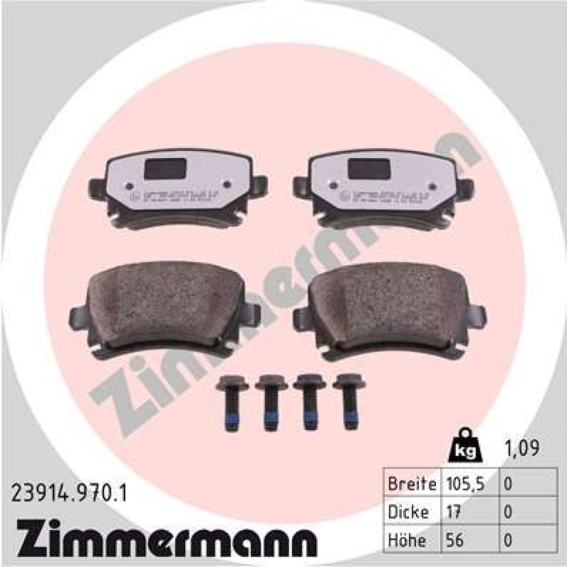 ZIMMERMANN Bremsbelagsatz, Scheibenbremse rd:z