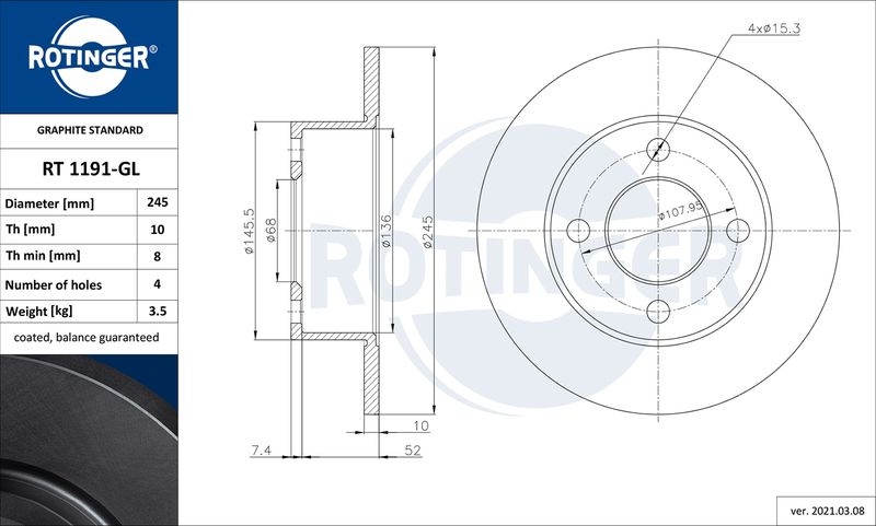 2x ROTINGER Bremsscheibe