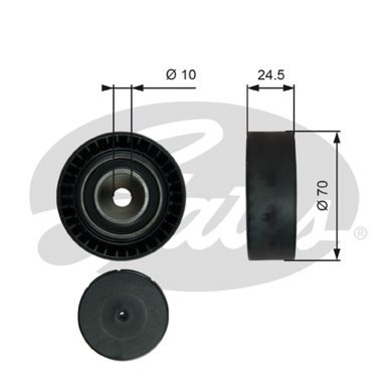 GATES Deflection/Guide Pulley, V-ribbed belt DriveAlign®