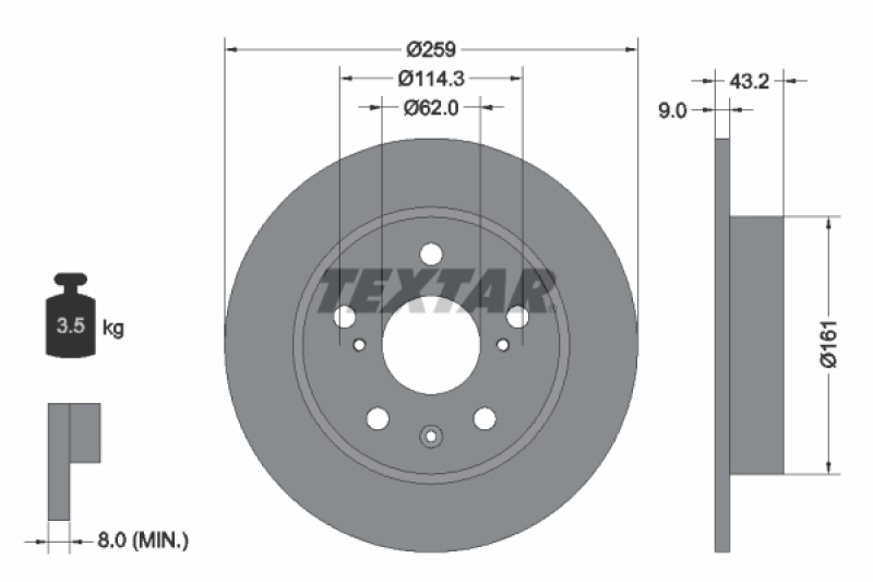 2x TEXTAR Bremsscheibe PRO