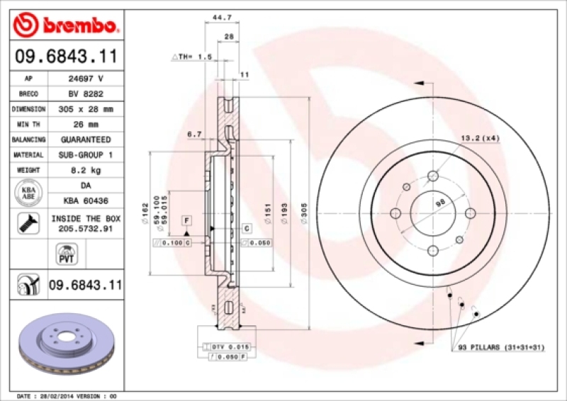 2x BREMBO Bremsscheibe PRIME LINE - UV Coated