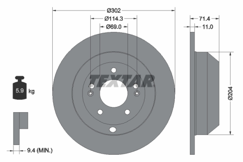 2x TEXTAR Bremsscheibe PRO