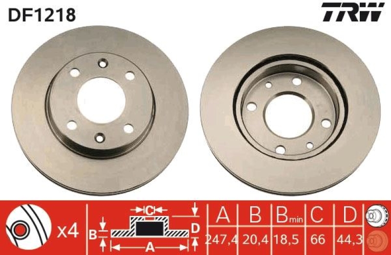 2x TRW Bremsscheibe