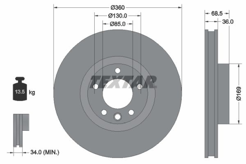 2x TEXTAR Bremsscheibe PRO+