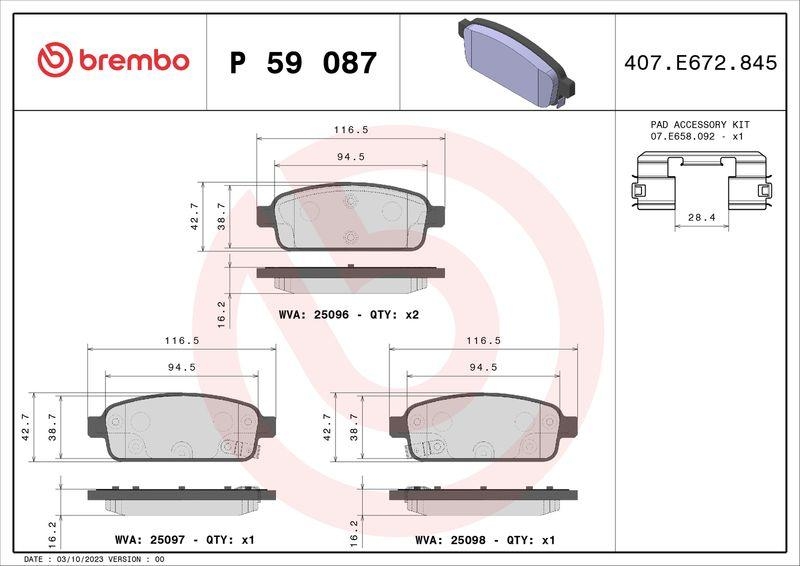 BREMBO Bremsbelagsatz, Scheibenbremse PRIME LINE