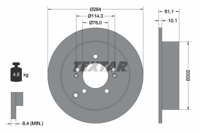 2x TEXTAR Bremsscheibe