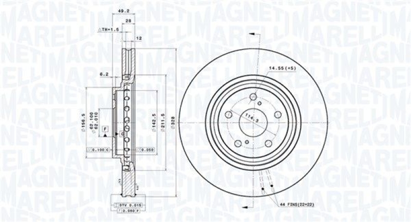 2x MAGNETI MARELLI Bremsscheibe