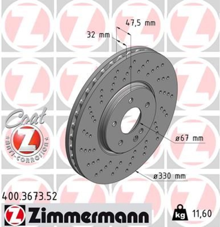 2x ZIMMERMANN Bremsscheibe SPORT COAT Z