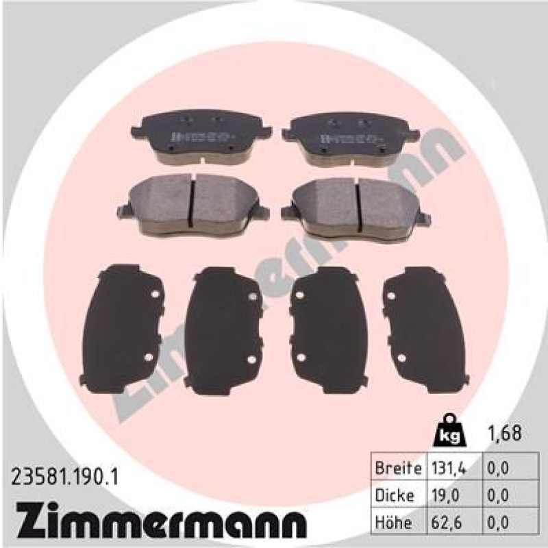 ZIMMERMANN Brake Pad Set, disc brake