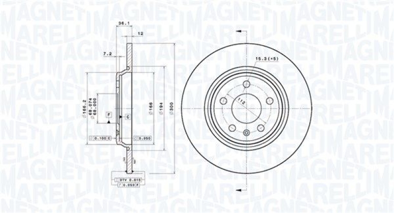 2x MAGNETI MARELLI Bremsscheibe