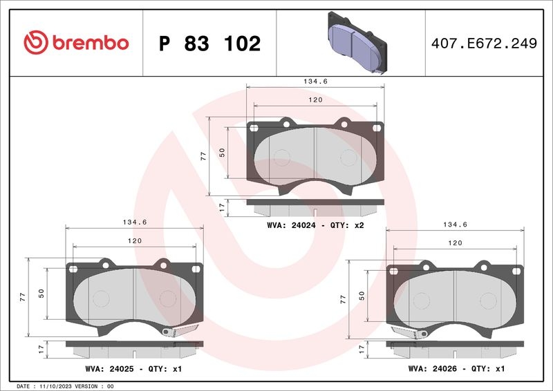 BREMBO Bremsbelagsatz, Scheibenbremse XTRA LINE