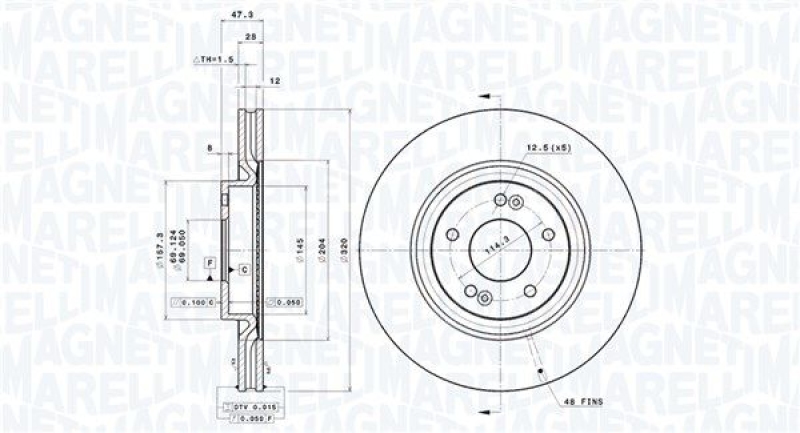 2x MAGNETI MARELLI Bremsscheibe