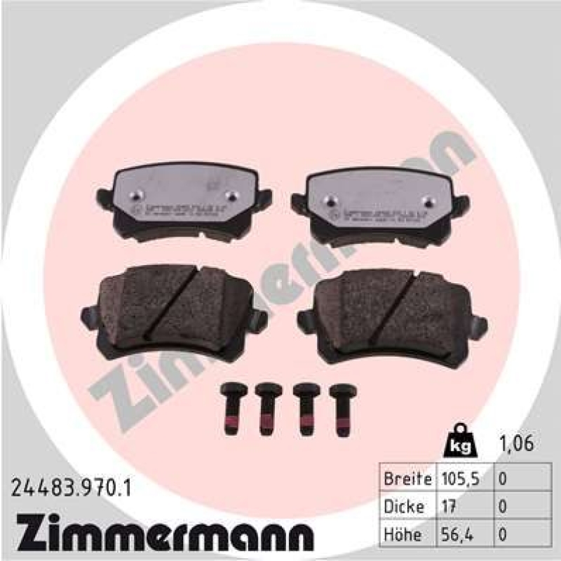 ZIMMERMANN Brake Pad Set, disc brake rd:z