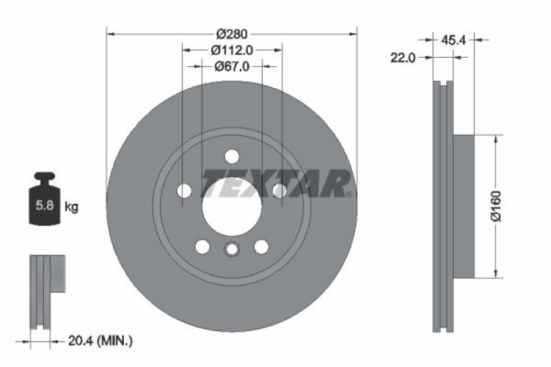 2x TEXTAR Bremsscheibe PRO