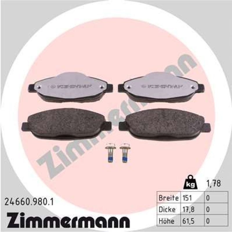 ZIMMERMANN Brake Pad Set, disc brake rd:z