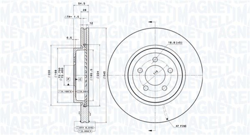 2x MAGNETI MARELLI Bremsscheibe