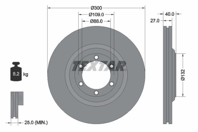 2x TEXTAR Brake Disc PRO