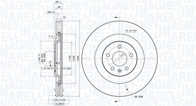 2x MAGNETI MARELLI Bremsscheibe