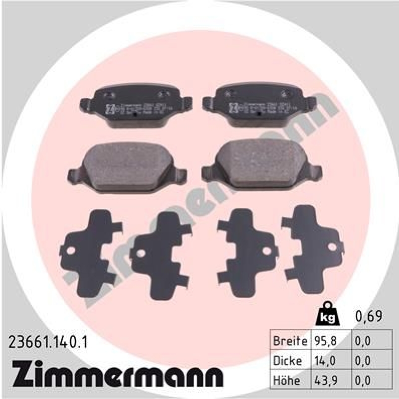 ZIMMERMANN Bremsbelagsatz, Scheibenbremse