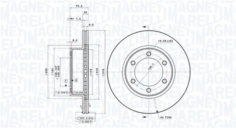 2x MAGNETI MARELLI Bremsscheibe