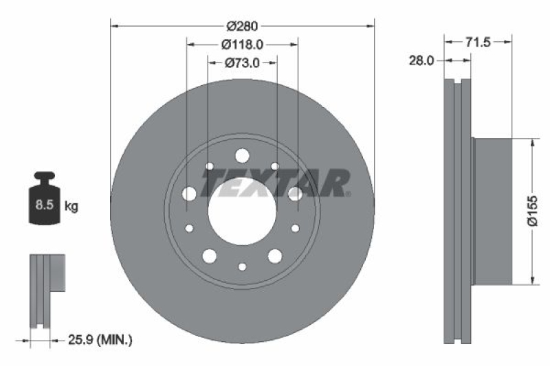 2x TEXTAR Bremsscheibe PRO