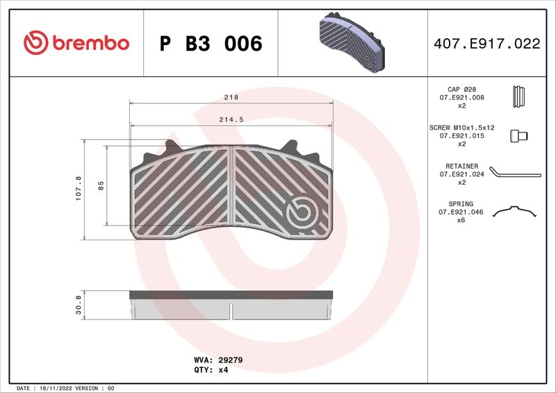 BREMBO Brake Pad Set, disc brake PRIME LINE