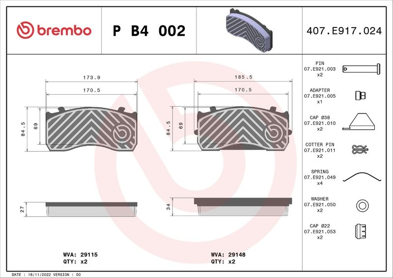 BREMBO Brake Pad Set, disc brake PRIME LINE