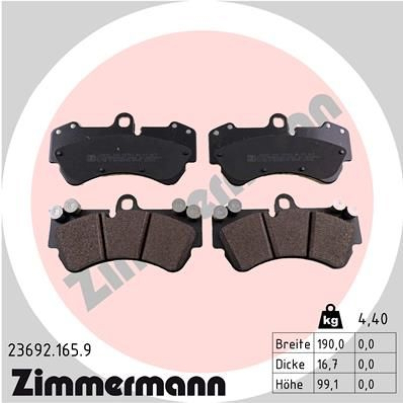 ZIMMERMANN Brake Pad Set, disc brake pb:z