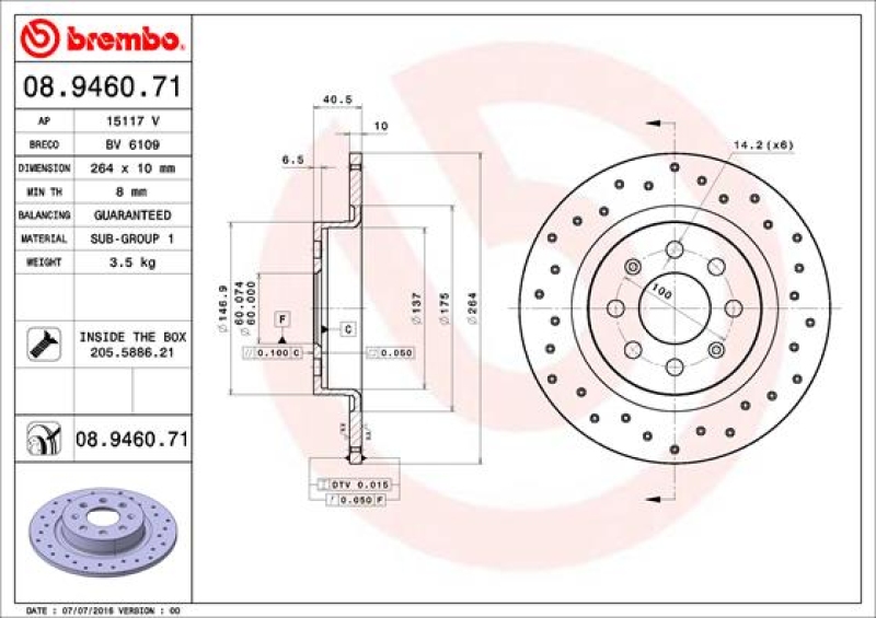 2x BREMBO Bremsscheibe PRIME LINE - UV Coated