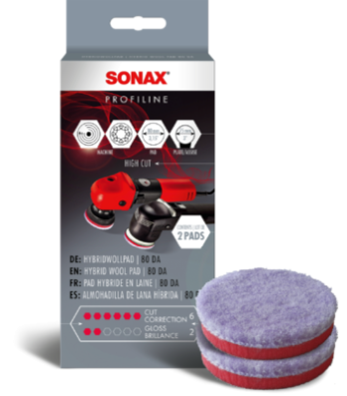 SONAX Attachment, polishing machine Hybrid Wool Pad 80 DA (2 St.)