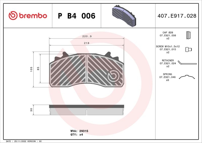 BREMBO Bremsbelagsatz, Scheibenbremse PRIME LINE