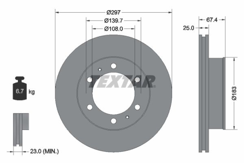 2x TEXTAR Brake Disc