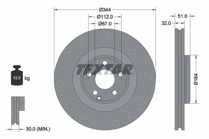 2x TEXTAR Bremsscheibe PRO+