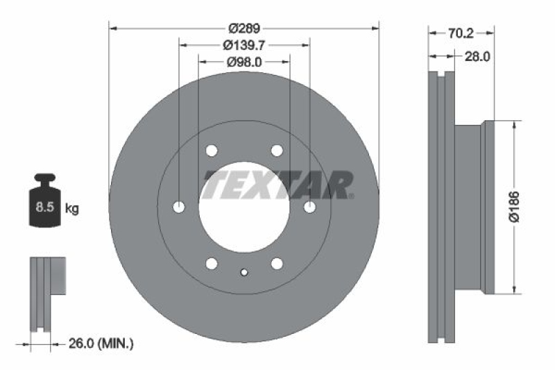 2x TEXTAR Brake Disc