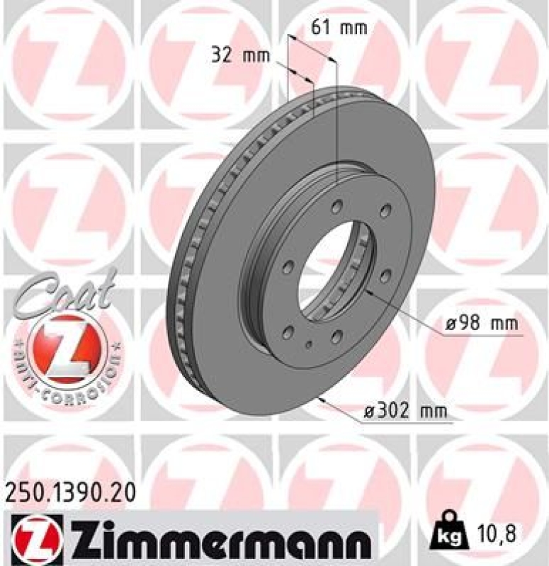 2x ZIMMERMANN Bremsscheibe COAT Z