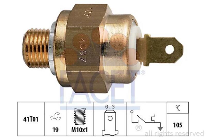 FACET Temperature Switch, coolant warning lamp Made in Italy - OE Equivalent