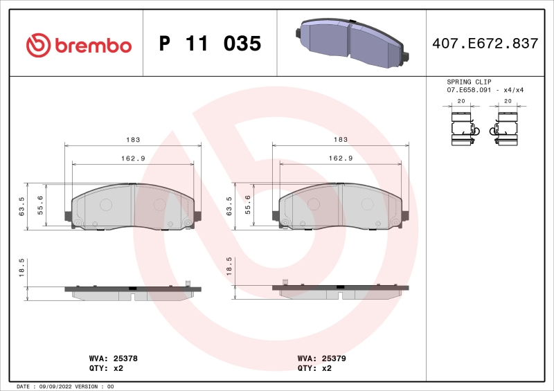 BREMBO Bremsbelagsatz, Scheibenbremse