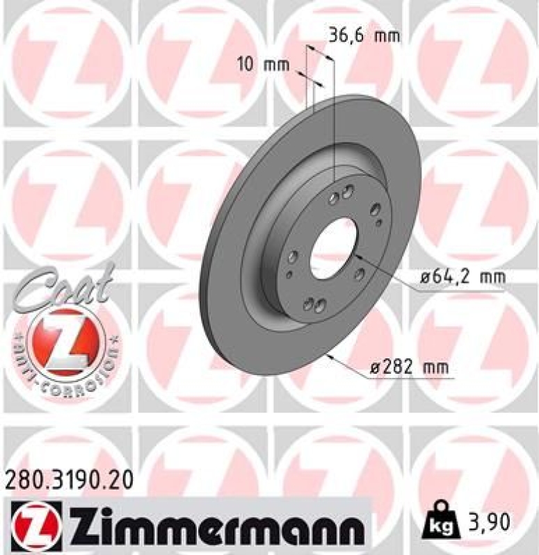 2x ZIMMERMANN Brake Disc COAT Z