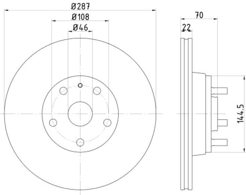 2x HELLA Brake Disc