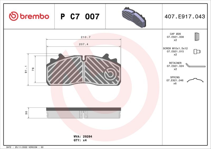 BREMBO Bremsbelagsatz, Scheibenbremse PRIME LINE