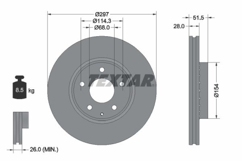 2x TEXTAR Brake Disc PRO