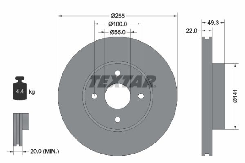 2x TEXTAR Brake Disc