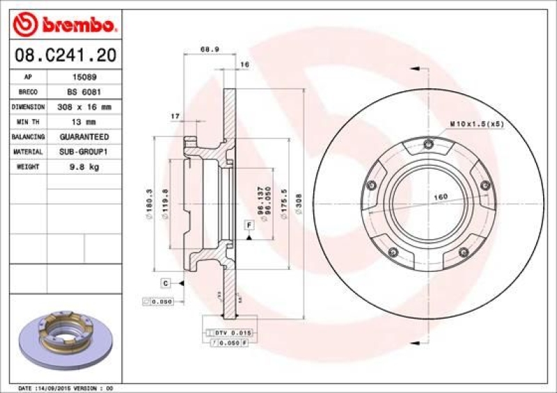 2x BREMBO Bremsscheibe PRIME LINE