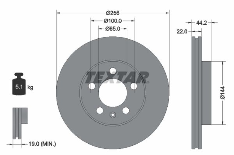 2x TEXTAR Bremsscheibe PRO