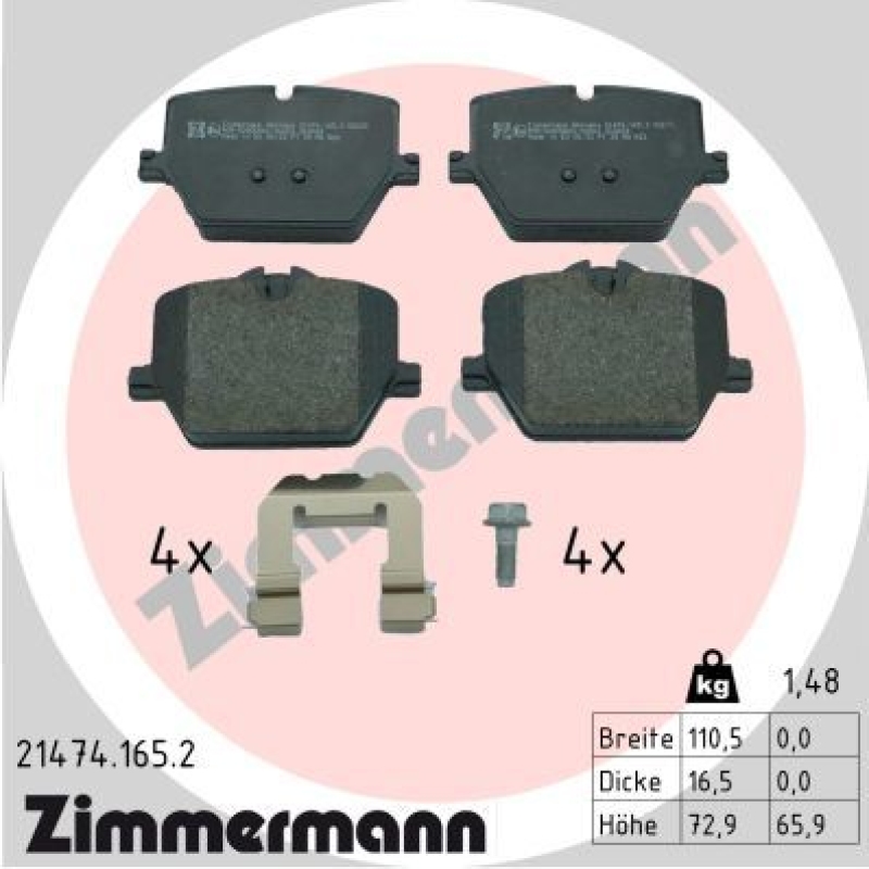 ZIMMERMANN Brake Pad Set, disc brake