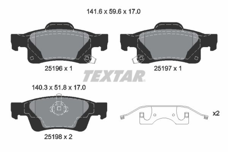 TEXTAR Bremsbelagsatz, Scheibenbremse Q+