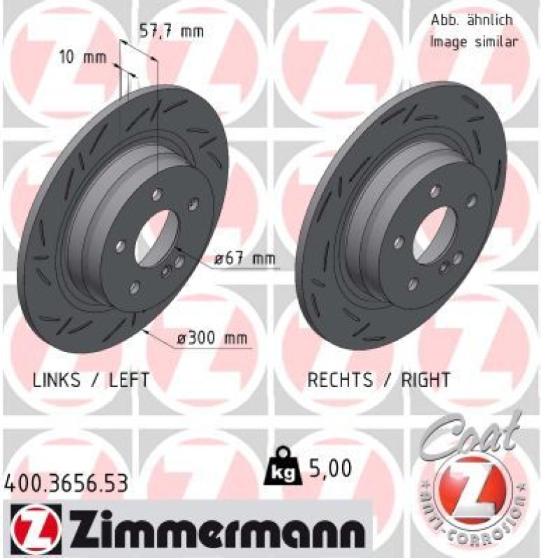 2x ZIMMERMANN Brake Disc BLACK Z